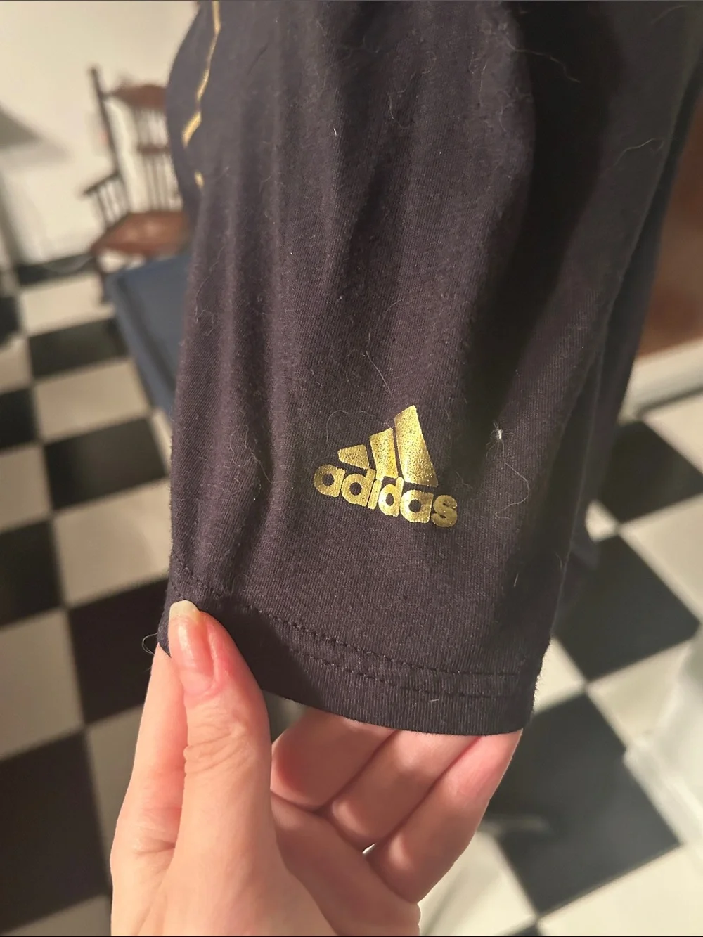adidas Black Short Sleeve Tee with Metallic Gold ADIDAS Print